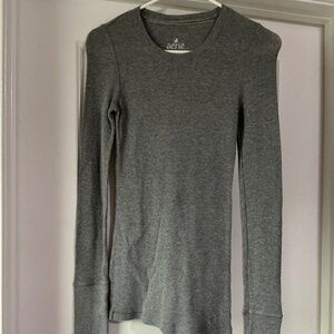 Aerie Gray Waffle Long Sleeve Knit T-Shirt - Size S